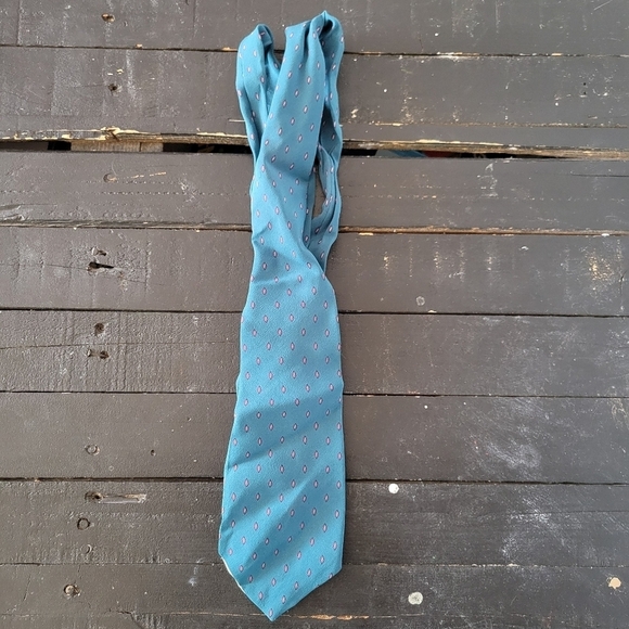 Austin Grey 100% Silk Men's Dress Tie Blue Pattern - Picture 4 of 4